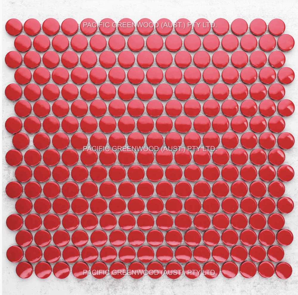 Red Gloss 19mm Diameter Glazed Porcelain Penny Round 315x294